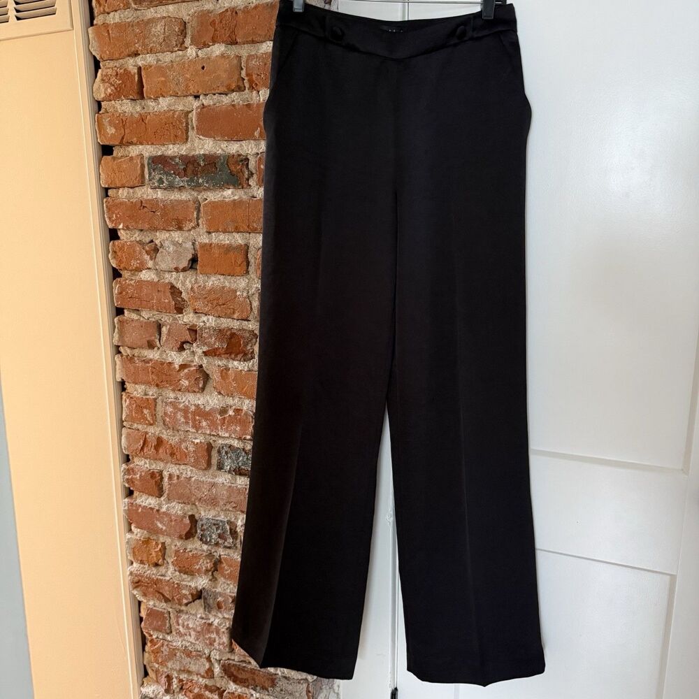 Long Tall Sally US 6/UK 10 34" Inseam Satin Suite Wide Leg Trouser Pants Black